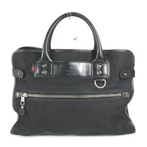 Auth GUCCI 246410 logo Bag Hand Bag Tote Bag Business bag Nylon / Leather Black